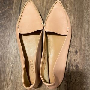 J Crew Womens Edie G1812 Pink Leather Loafer Flat Shoes Pointed Toe Slip On 7.5